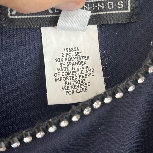 Alex Evenings 16 Long Maxi Dress Navy Blue Ruched Sleeveless Embellished Formal - Picture 14 of 15